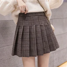 Осень-зима, Женская плиссированная юбка, Harajuku, консервативный стиль, клетчатая юбка, мини, милая японская школьная форма, для девушек, Jupe, кавайная юбка