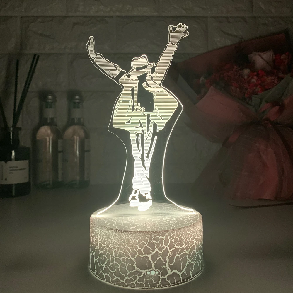 Michael Jackson Dancing Figure Led Night Light 3d Illusion Color Changing Nightlight for Home Decoration Bedside Table Lamp Gift