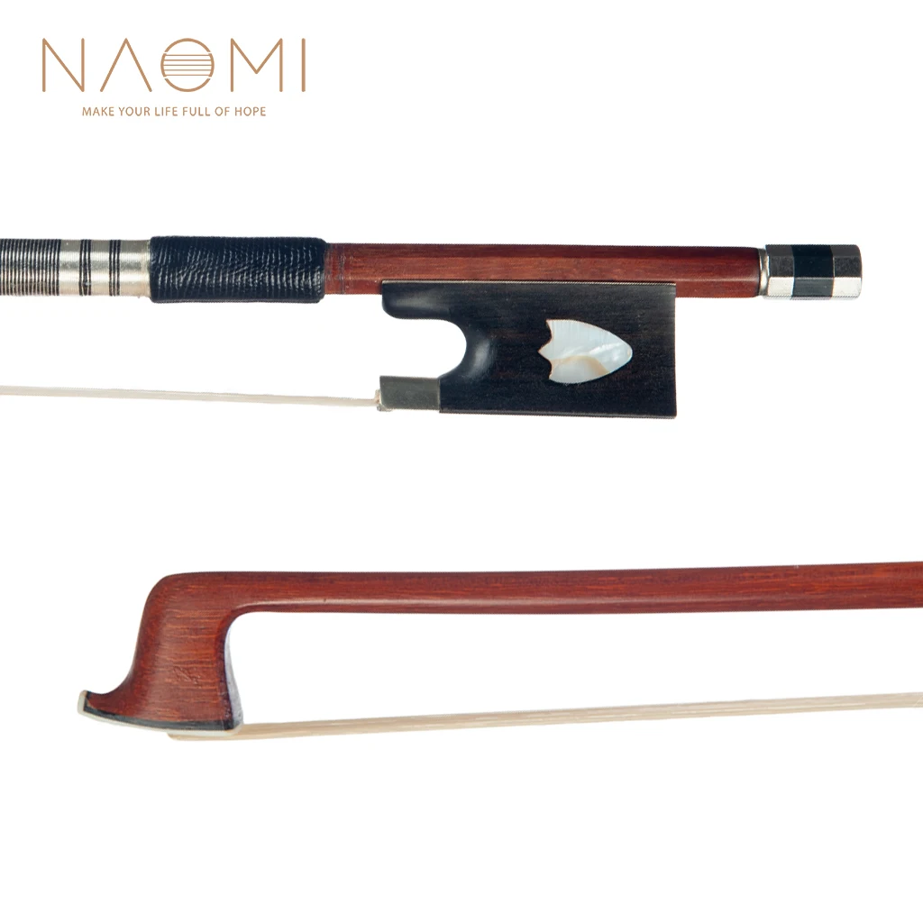

Naomi 4/4 Violin Bow Brazilian Wooden Bow Copper Wire Shell Frog Powerful For 4/4 Violin Bow