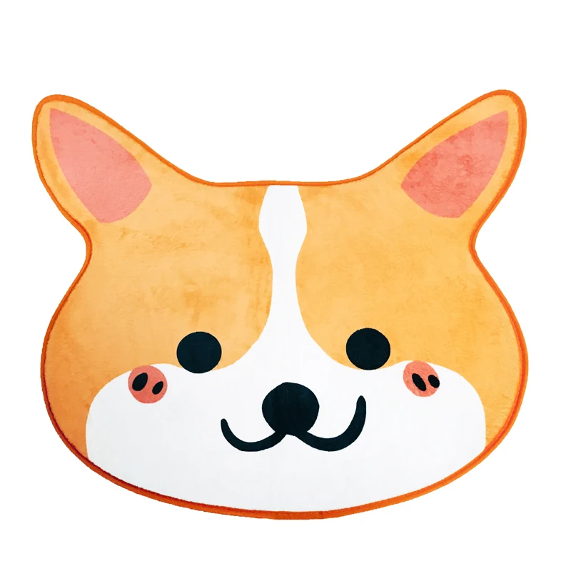 

70x58CM cartoon corgi dog rug carpet plush flannel rug doormat pet carpet bay window anti ship pet mat