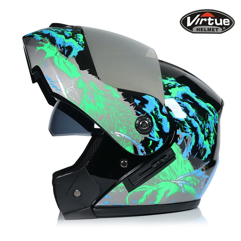 Флип-ап шлем анфас шлем motocicleta гонки casco шлемы мотокросса точка - Цвет: h3