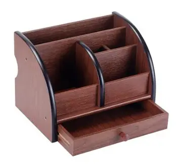

Luxury Wood Desk Organizer Office Bureau Pen Holder Wooden Sorter with Drawer WF107
