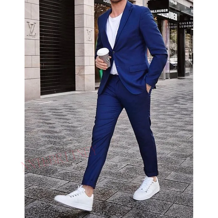 Men-s-Suit-Fashion-sets-Slim-2-Pieces-Blue-Suit-Business-Wedding-Cotton ...