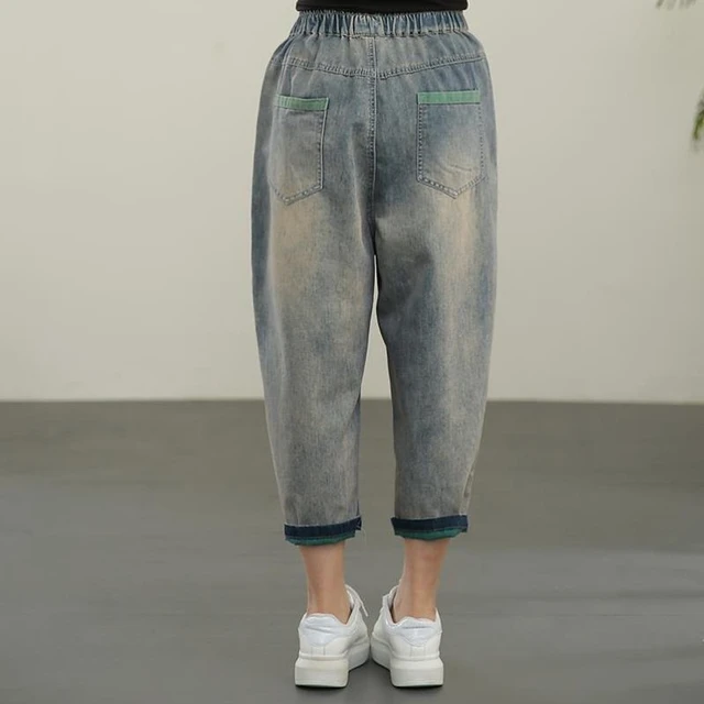 Unisex Harem Pants in Patchwork of Recycled Jeans CUSTOM-MADE 