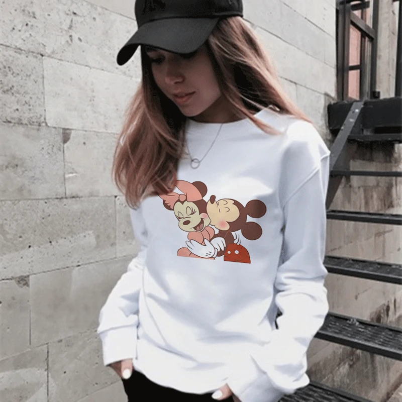 Harajuku мультфильм мышь печати толстовки для женщин дикий тренд пуловер Толстовка Kawaii мышь стеклянный, для церемоний Повседневная Толстовка с длинными рукавами - Цвет: 1543