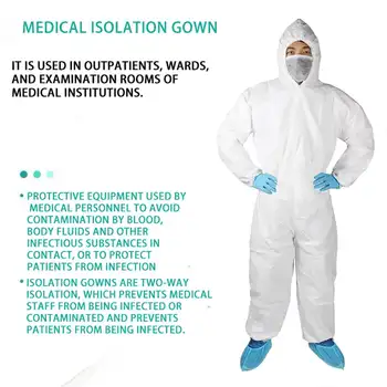 

Recyclable Coverall Dust Spray Suit Siamese Non-woven Dust-proof Clothing White Labor Safely Security Protection Clothes