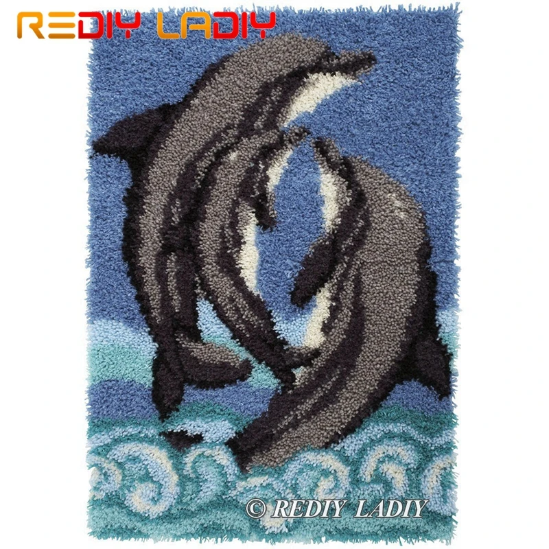 ^*Best Offers Latch Hook Kits Make Your Own Rug Two Dolphins Tapestry Crochet Cushion Mat DIY Carpet Rug Set Pre-Printed Canvas Hobby & Crafts ^*Best Offers Latch Hook Kits Make Your Own Rug Two Dolphins Tapestry Crochet Cushion Mat DIY Carpet Rug Set Pre-Printed Canvas Hobby & Crafts