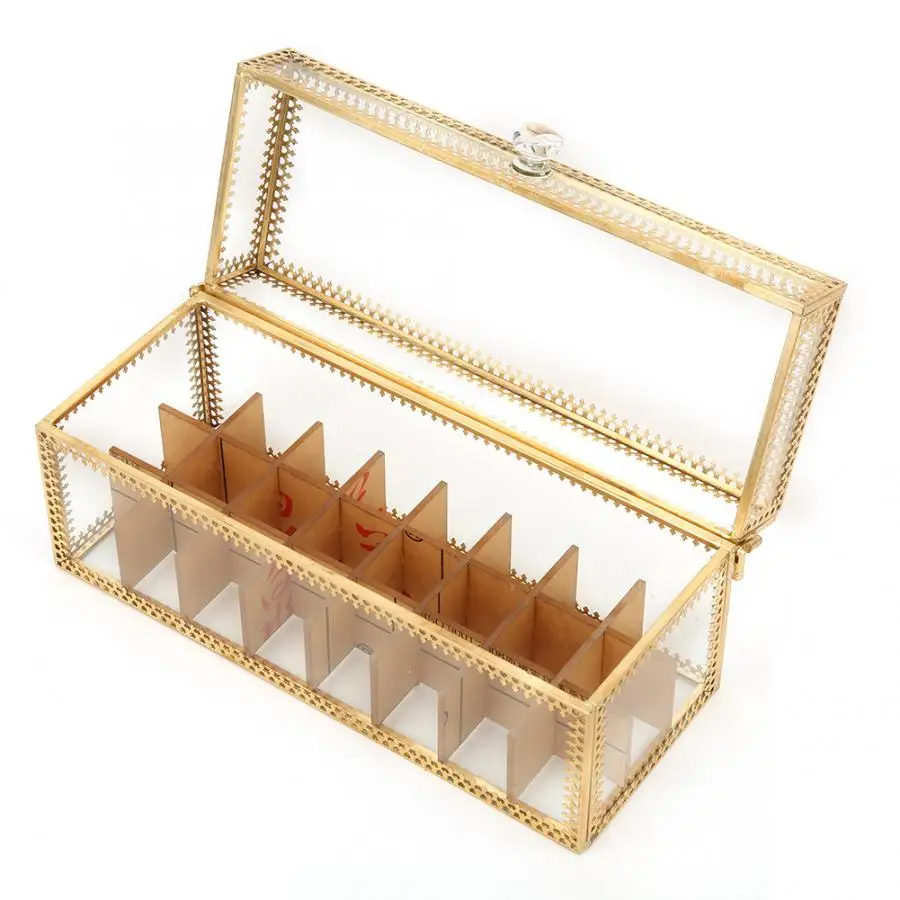 Медная коробка для хранения с золотыми краями откидной Чехол-книжка косметики в