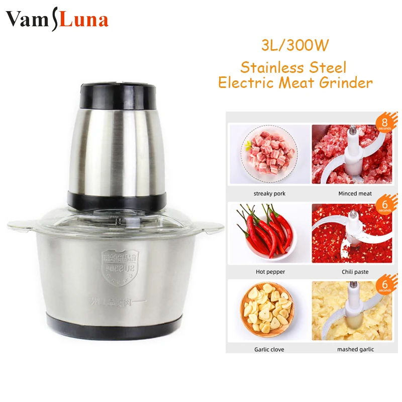 ultrasonic homogenizer sonicator processor cell disruptor mixer 300w 5 200ml 300W Stainless Steel Electric Chopper Meat Grinder Mincer Food Processor Food Mixer Grinder Blender for Kitchen