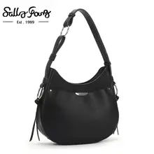 Женская сумка Хобо на плечо, Женская Повседневная Сумка-тоут, женская сумка полумесяца, мягкая женская сумка, оригинальная круглая плоская сумка | HB1003L