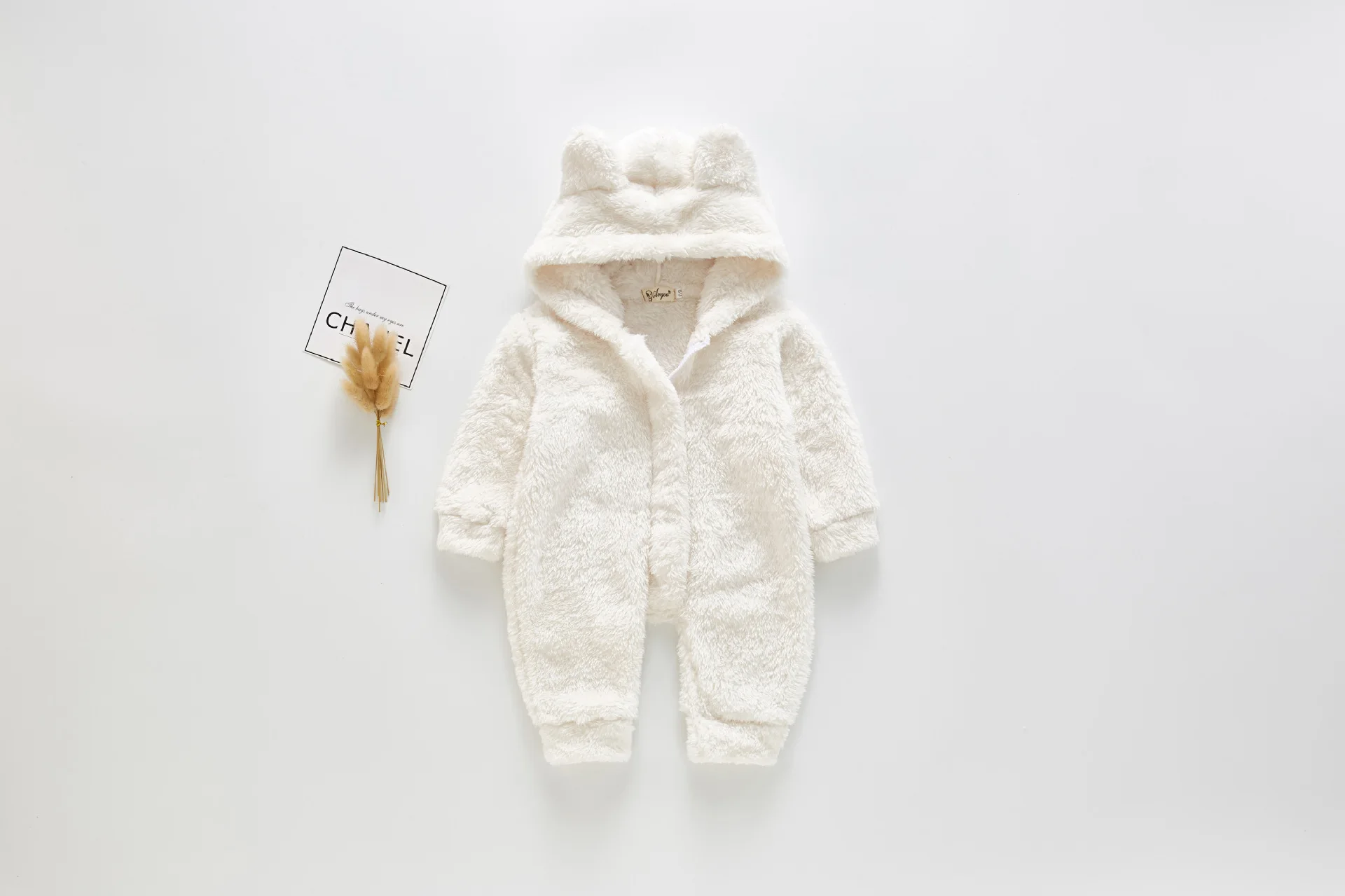 Детские комбинезоны для девочек; Одежда для мальчиков; теплый толстый комбинезон с медведем в Корейском стиле; зимняя одежда для малышей - Цвет: white