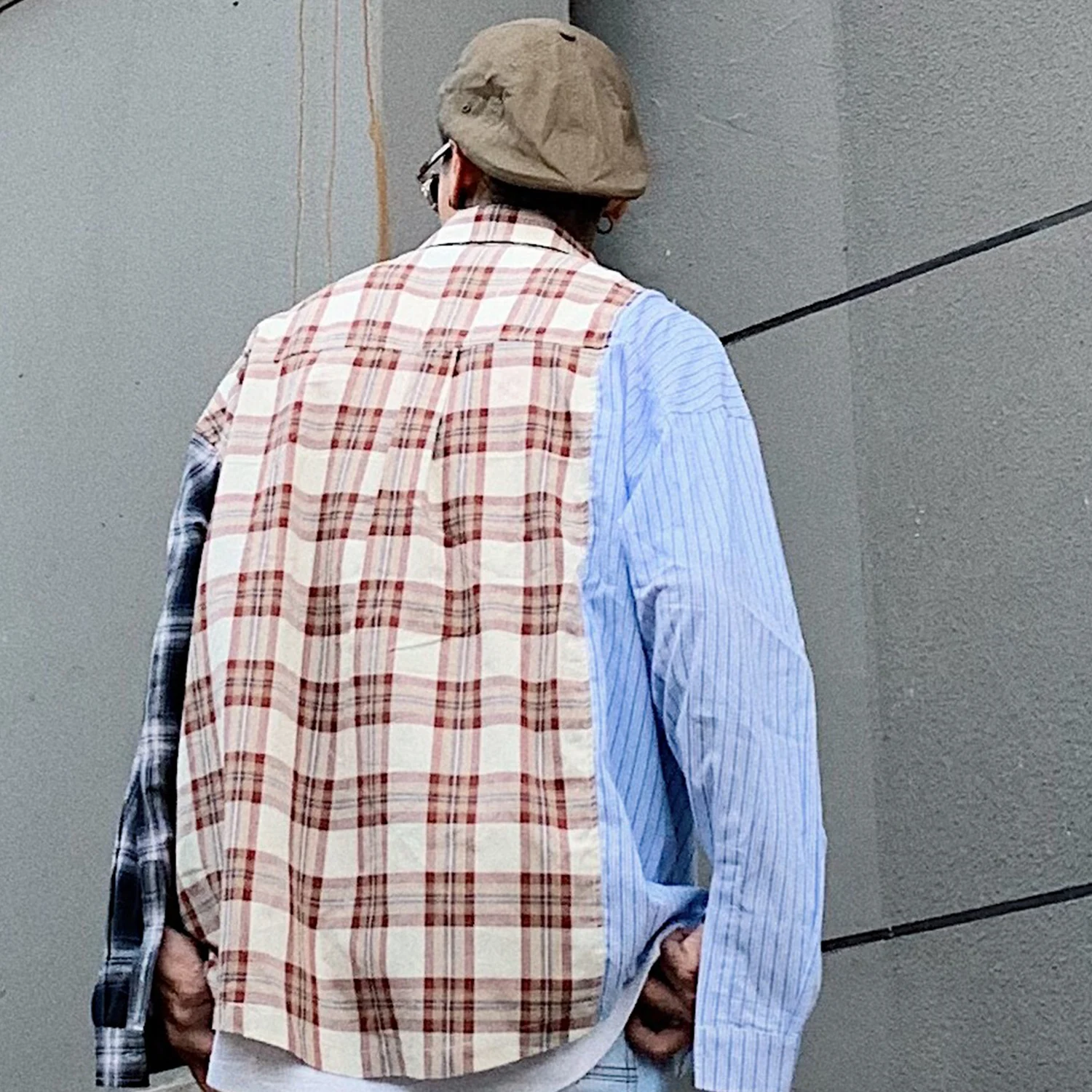 Aelfric Eden клетчатые Лоскутные мужские рубашки Harajuku уличная одежда топы хип-хоп повседневные хлопковые цветные часы мужская верхняя одежда с длинным рукавом