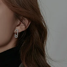 

Foydjew Diamond-Studded Pin Stud Earrings 925 Silver Letter Earring Women's New Design Small Exquisite Ear Jewelry Accessories