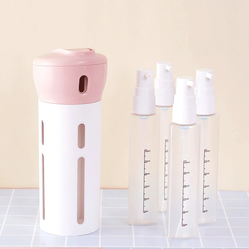 

Portable 4-in-1 Travel Emulsion Bottling Empty Bottle Set Liquid Storage Makeup Tool Lotion Shampoo Body Toning Water Sub-Bottle