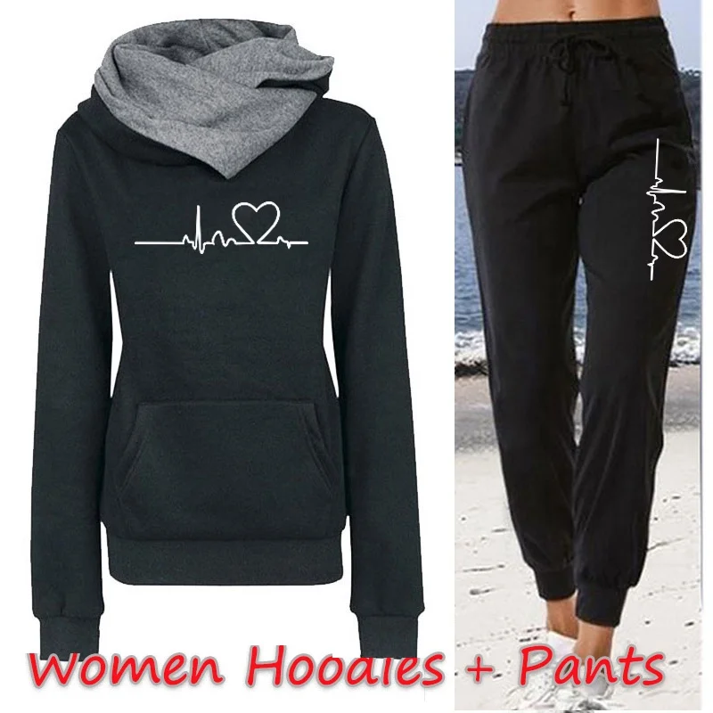 

2020 Autumn Women Hoodie Set Letter Print Sweatshirt and Sweatpants 2Pcs Suit Casual Jogging Tracksuit Winter Sportwear