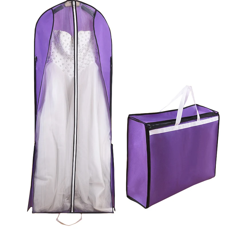 

Dual-use Long 150cm Bridal Wedding Dress Robe Dust Cover Travel Coat Suitcase Storage Bag Wardrobe Accessories FG004