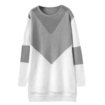 

Casual Color Block Loose Long Sleeve Sweater Women's Knitwear Pullover Jumper