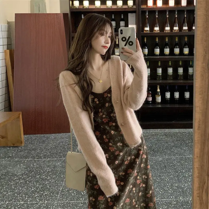 Dress Women Sleeveless Simple Vintage Floral Sexy Casual Cute Summer Corduroy Soft Lovely Fashion Popular Retro Ulzzang Vestido