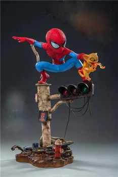

Funkos Pops Diffuse SpiderMan the Red Street Q Version of the Scene Model Figurine Household Decorative Arts and Crafts