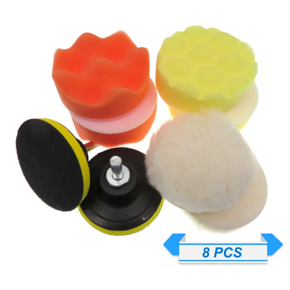 8Pcs/Set 3 Inch Car Polishing Pads Kit Clean Sponge Waxing Wheel Wool Ball Accessory Auto Backer Pad Care Headlight Repair |