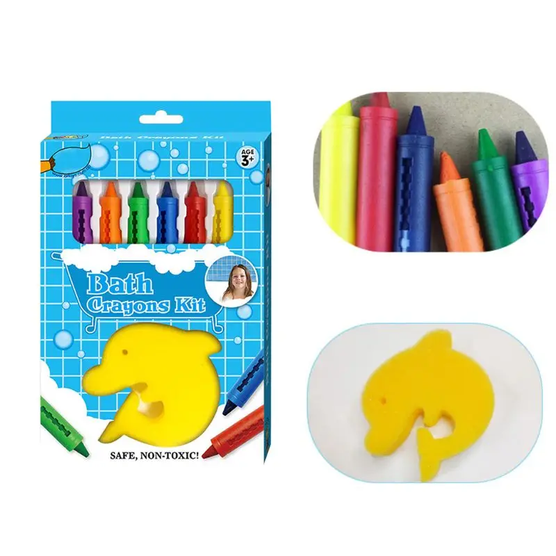 

6Pcs Colored Crayon Paint Drawing Marker Pen Kids DIY Bathroom Graffiti Pencils Dolphin Eraser Children Art Tool Educational Toy