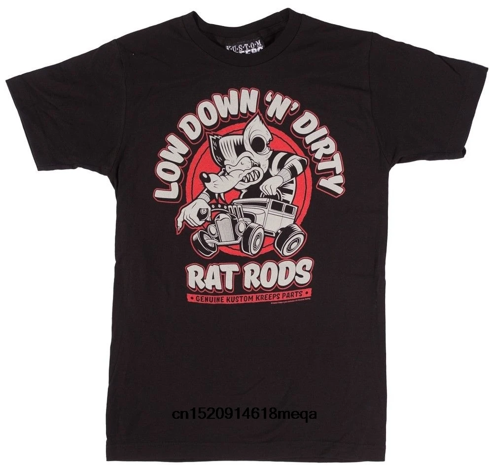 Kustom kreips DIRTY RAT GUYS Мужская футболка с низким пухом N Dirty Rat Rods из натуральной кожи |