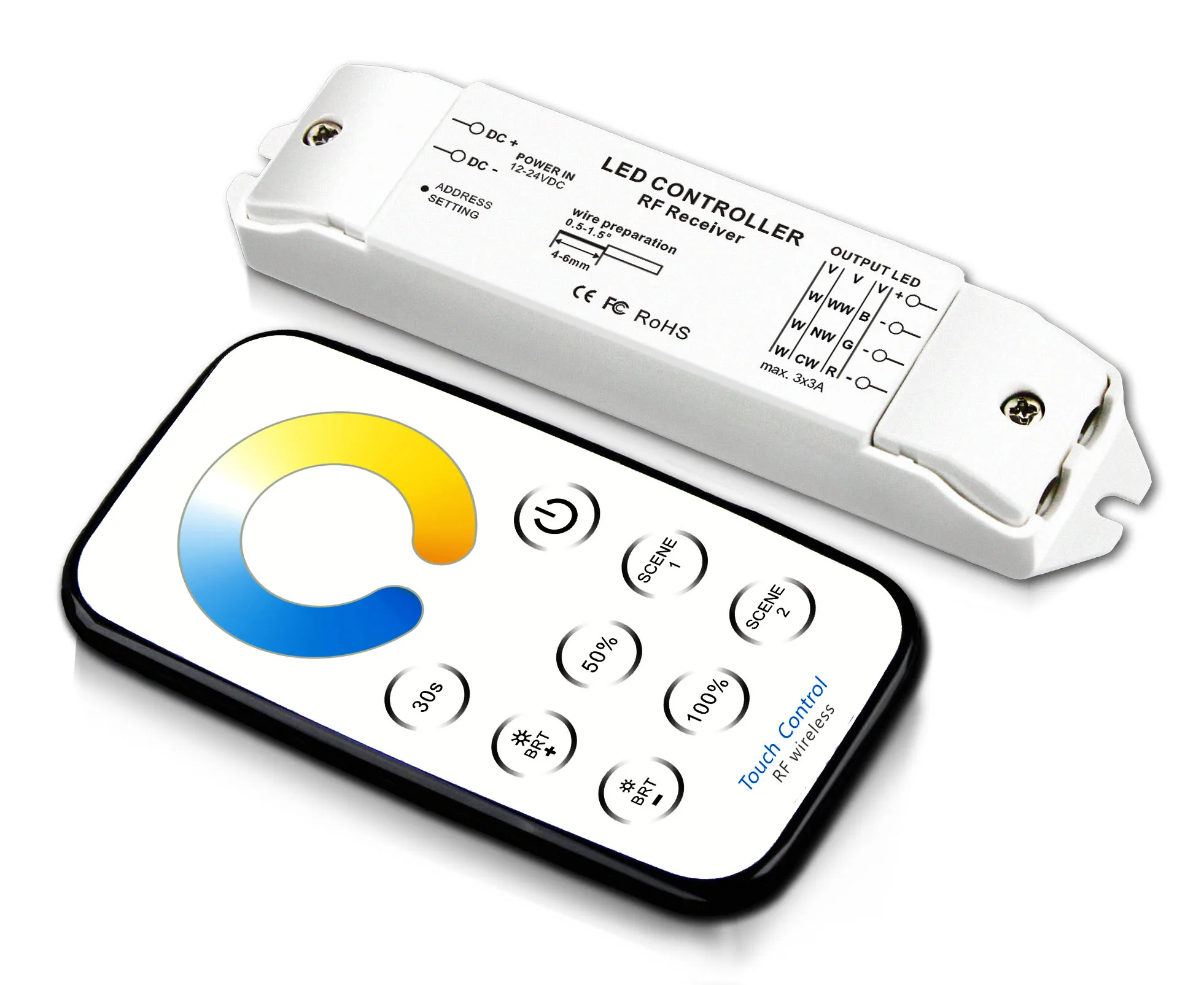 DC12V-24V одноцветная регулировка яркости CCT RGB Led сенсорный диммер контроллер с мини РЧ пультом дистанционного управления для светодиодной ленты светильник - Цвет: CW WW Controller