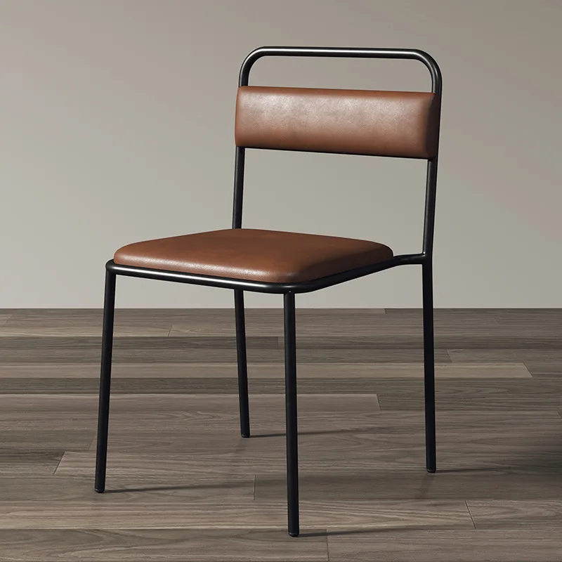 Black leg leather br Скандинавский светильник роскошный стул для столовой современный американский минималистичный домашний мебель стул промышленный стиль досуг Железный ресторанный стул - Цвет: Black leg leather br