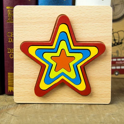 Pentagram Деревянные геометрические формы головоломка Монтессори Сортировка игра детский сад учебные материалы дошкольные развивающие игрушки От 3 до 6 лет - Цвет: Pentagram