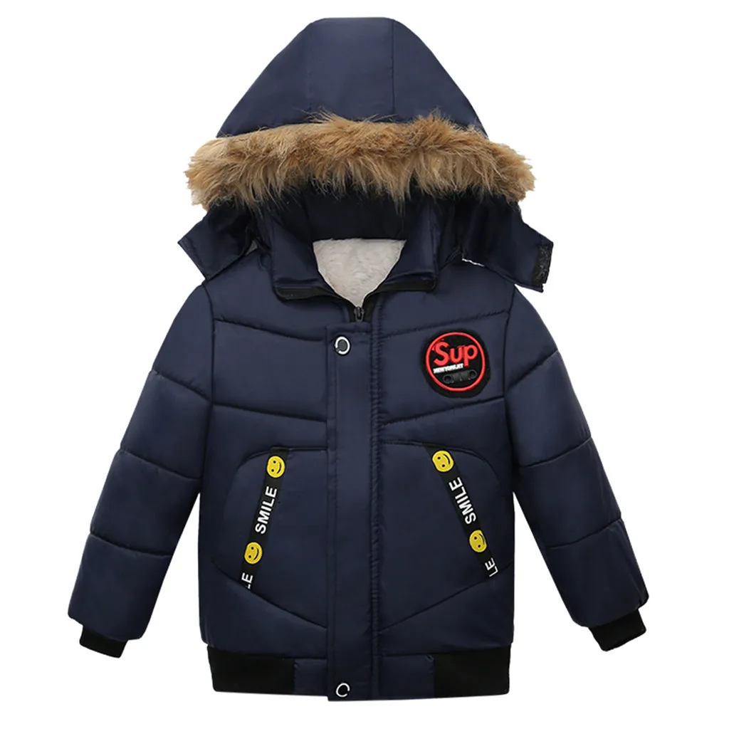 Новое модное пальто детское зимнее пальто с капюшоном куртка для мальчиков теплые толстовки с капюшоном детская одежда - Цвет: Navy
