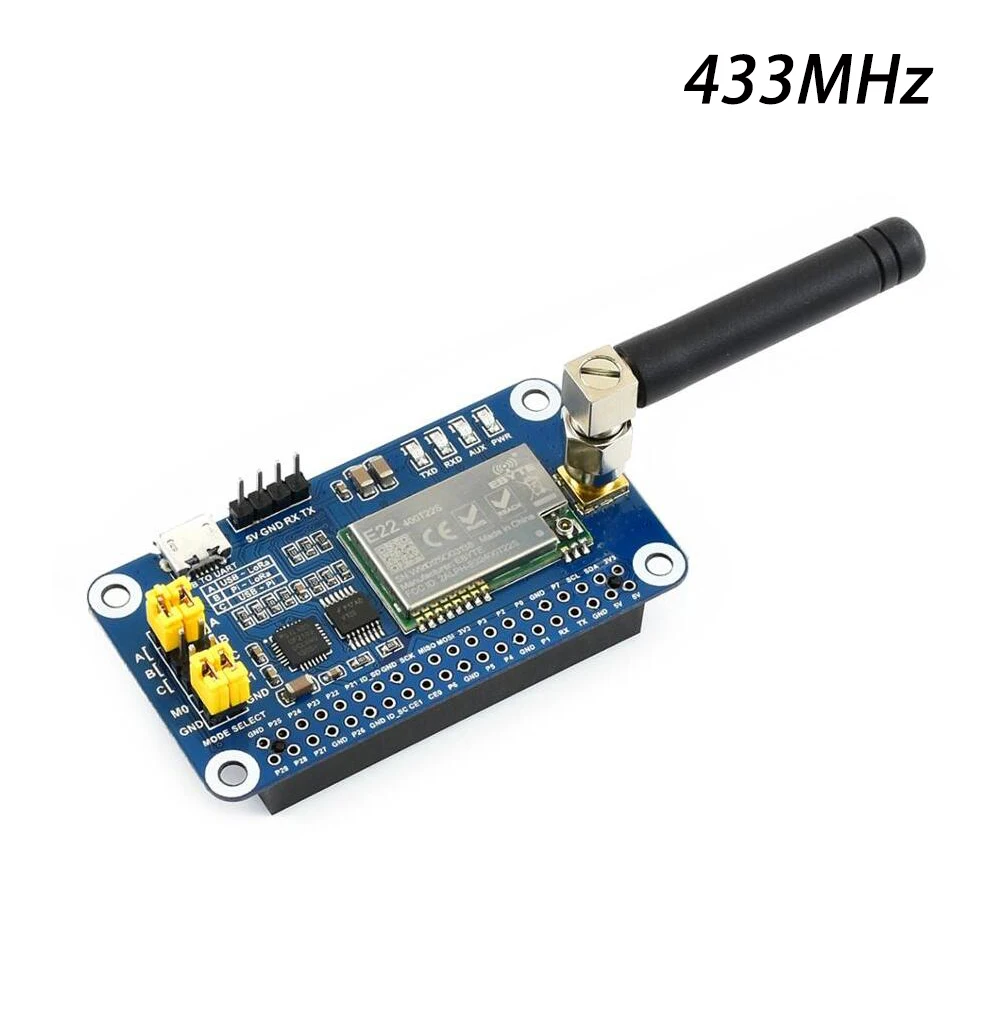 433MHz Aishark SX1268 LoRa HAT для Raspberry Pi, распределенная модуляция спектра, частотный диапазон 433/470 МГц - Комплект: 433MHz