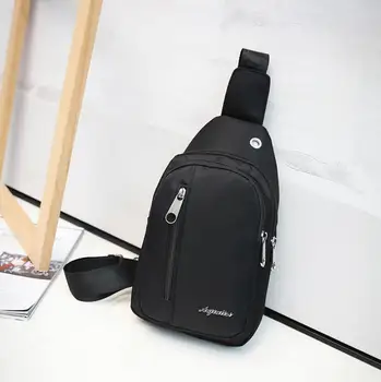 

YILUNXI High quality nylon fabric men's chest pack Pure color classic male single-shoulder bag Waterproof man's chest bag black