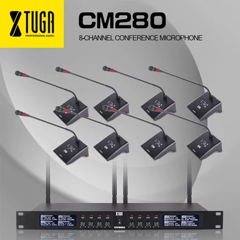 

XTUGA CM280 8 Channels UHF Professional Gooseneck Microphone System Conference Wireless Mics Fixed frequency Super-low Backgroun