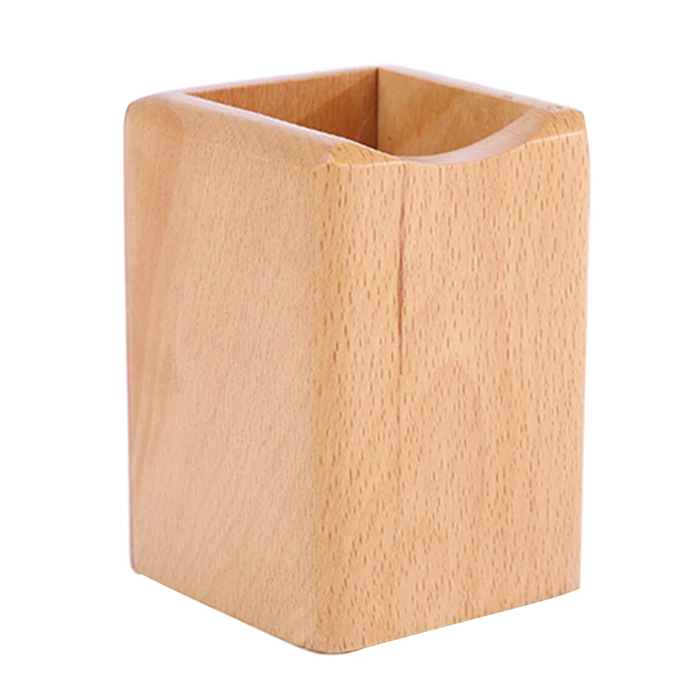 

Wooden Stand Multifunction Pen Holder Decoration Desktop Container Wear Resistant Organizer Office School Stationery Home Square