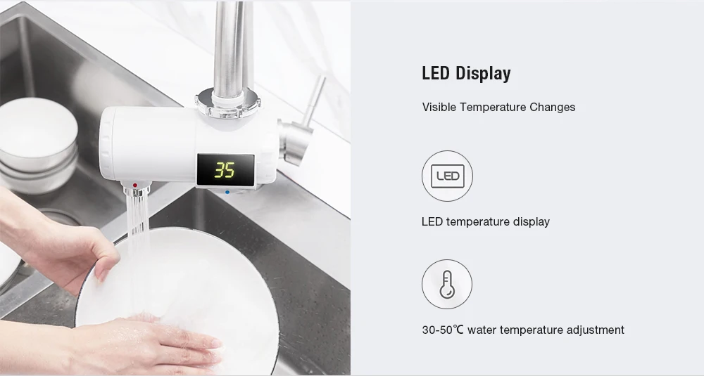 xiaoda 220V 3000W Electric Faucet 3s Fast Instant Heating LED Display IPX4 Waterproof from Xiaomi youpin