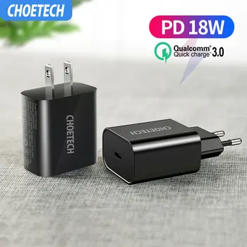 

CHOETECH Quick Charge 3.0 18W USB-C Power Adapter Fast PD Charger For iPhone 11 Xs X 8 PD 3.0 USB Type C Charger Wall Charger