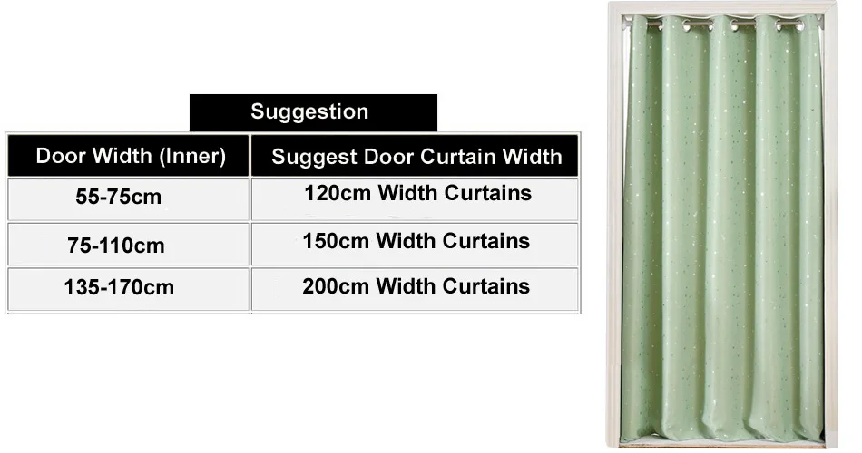 Star Pattern Thermal Door Curtains Blackout Cloth Curtain Grommet Top 5 Colors for Bathroom Kitchen Bedroom Door Balcony DW1233