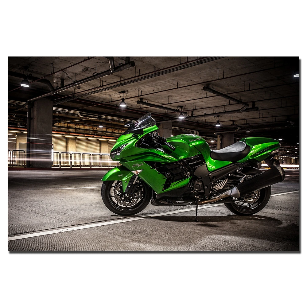 Lime Green Kawasaki Ninja Motorbike Poster Canvas Print Wall Pictures For Living Room Decor|Painting & Calligraphy| AliExpress