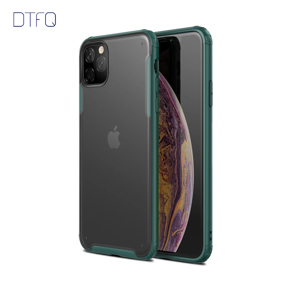 Green DTFQ Case for iPhone 11 11 Pro Max Hybrid Hard PC Soft TPU Silicone Cover Matte Shockproof Case for iPhone XR Xs Max X 7 8 Plus - Цвет: Green