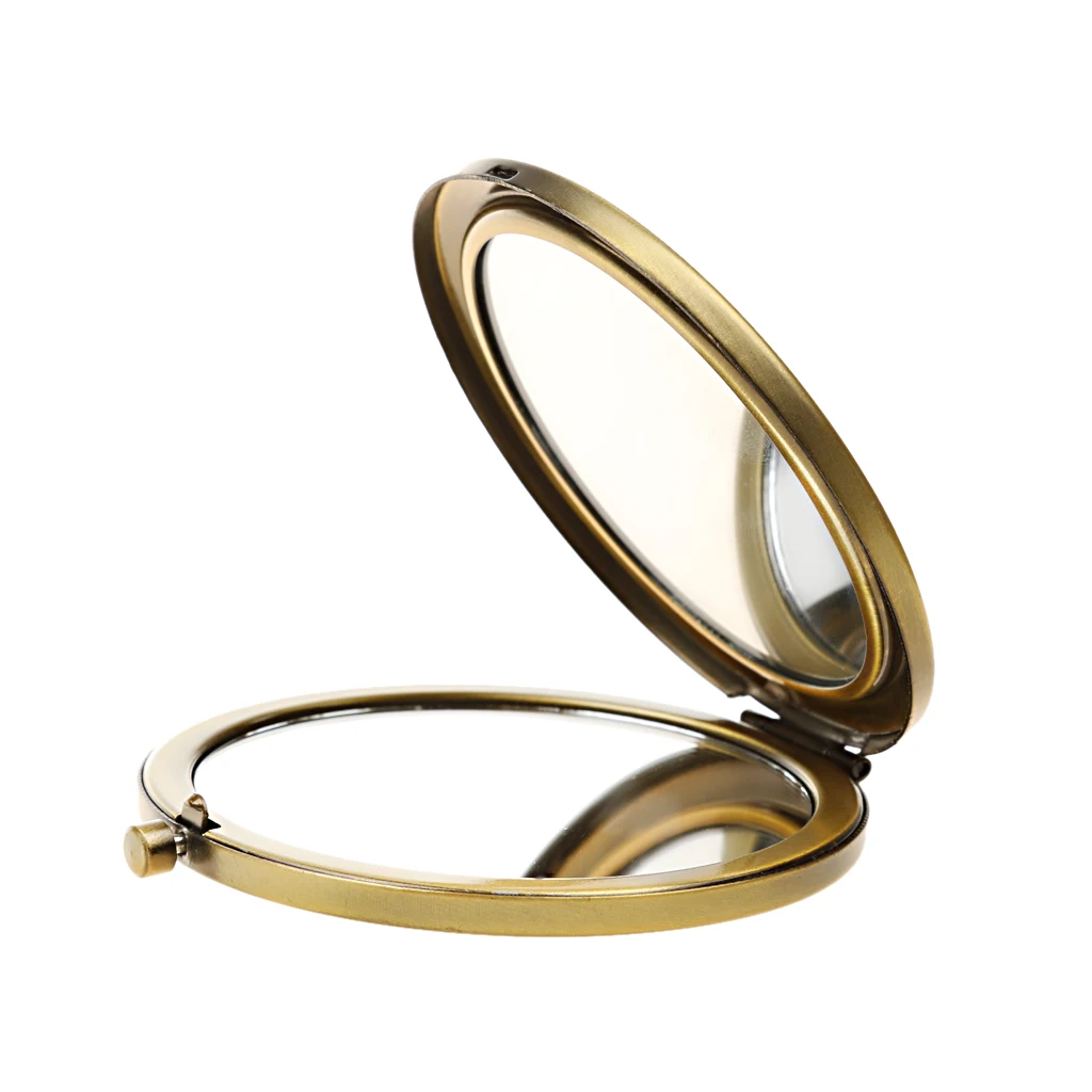 Bronze Alloy Makeup Mirror Vintage Style Cosmetic Vanity Mirrors for Women