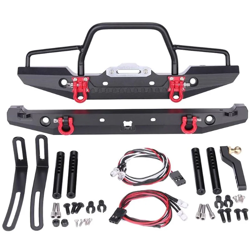  1/10 RC Rock Crawler Metal Front Bumper with Led Light for Axial SCX10 9004 RC Parts Accessories fo - 4000357677353