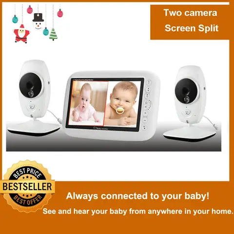 Monitor do Bebê sem Fio com Dois Monitor do Bebê Câmera Digital ir Visão Noturna Intercom Babá Vídeo Suporta Tela Dividida 720 p hd 7 Mod. 89836