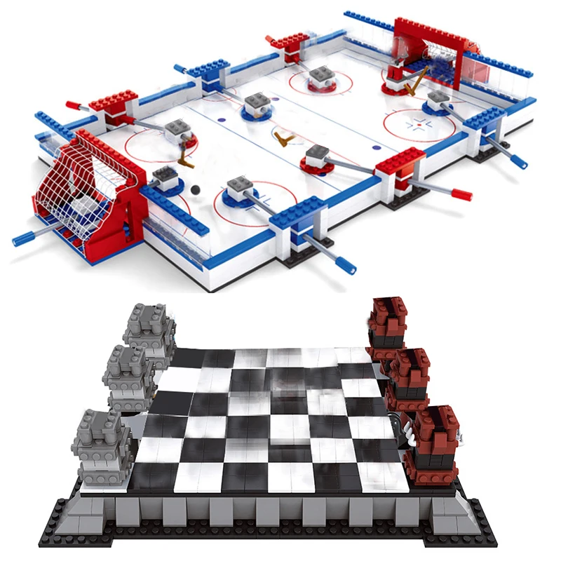 

Hockey Rink Kingdoms Chess Set Compatible Legoed City Sports Field Plarers Figures Games Buildings Blocks Bricks Kits Toys