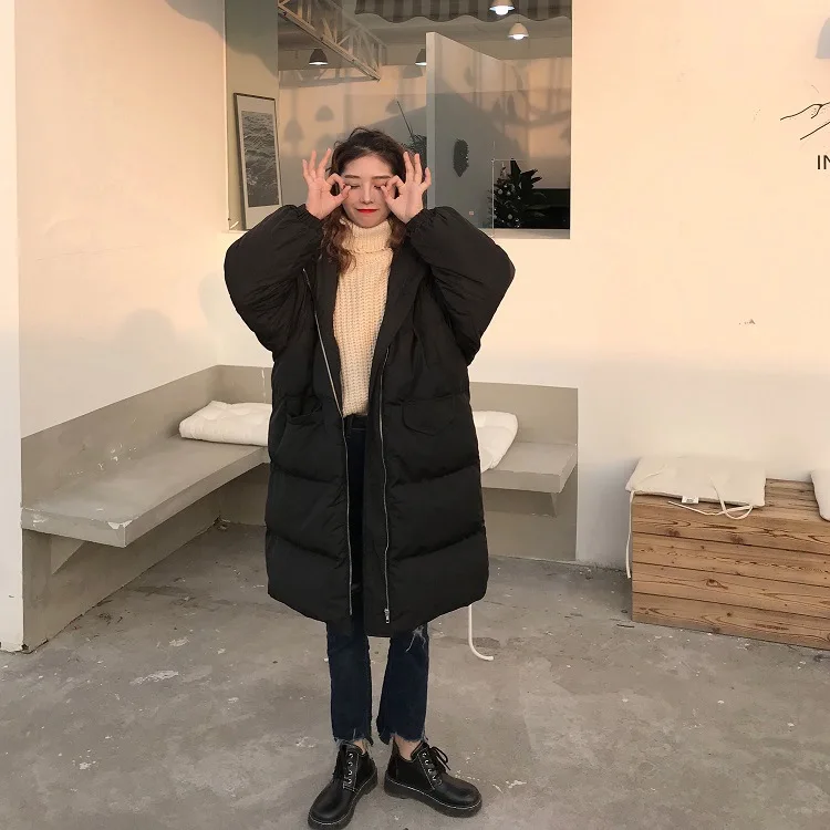 

Photo Shoot 2019 Winter New Style Korean-style Large Fur Collar Loose-Fit BF Harajuku Wind Mid-length Thick Hand Cotton of Cotto