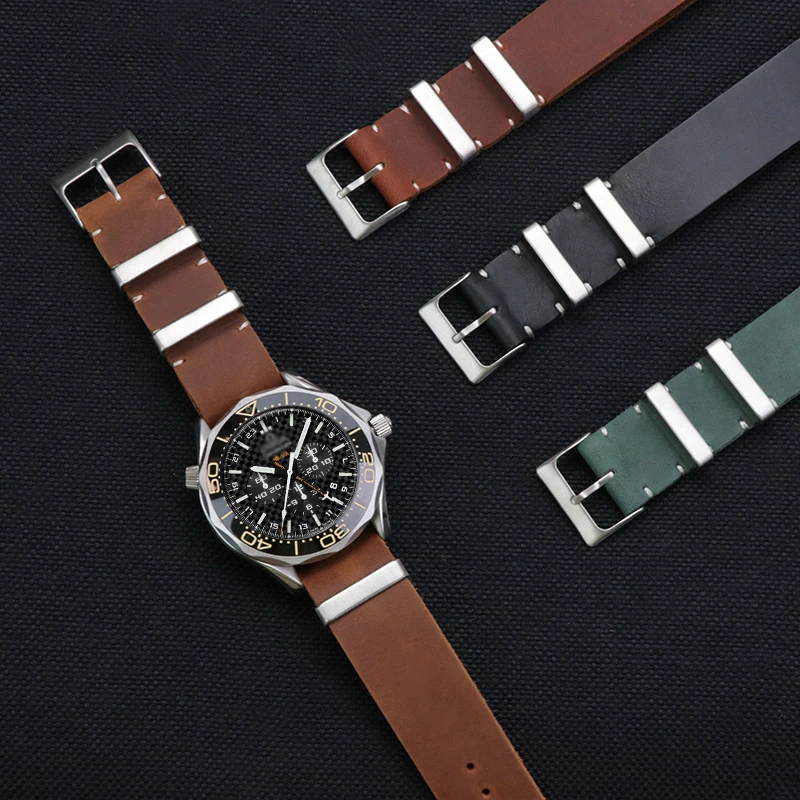 18mm 20mm 22mm 24mm Genuine Leather Watch Strap Crazy Horse Leather Watch Strap Handmade Watch Band Replacement Wristband