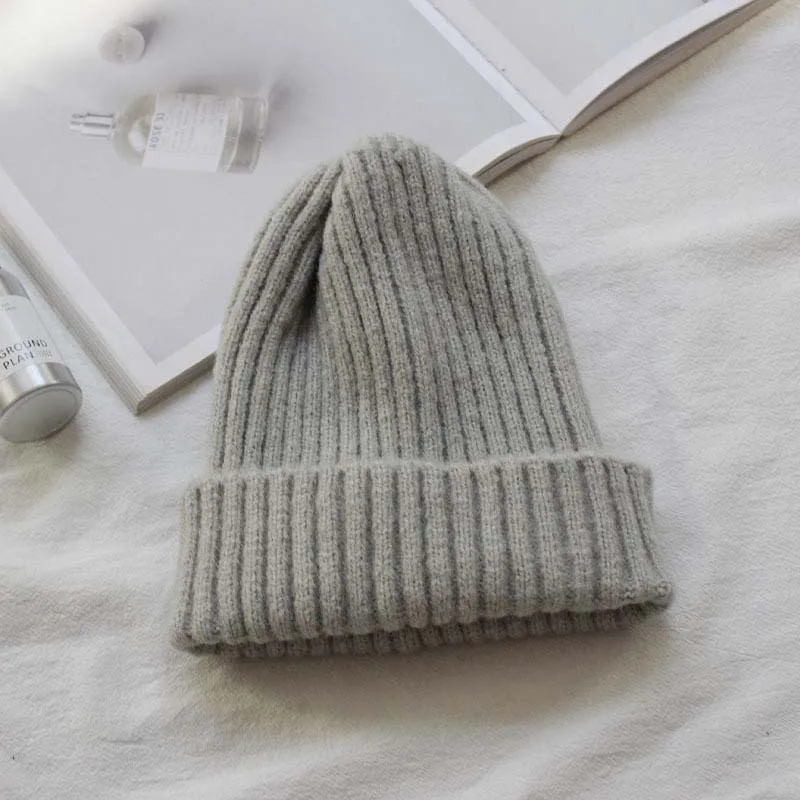 7 Унисекс Зимние шапки для женщин сплошной цвет теплые короткие Skullies и Beanie женские хип-хоп вязаные шапки Лыжная мягкая эластичная мешковатая шапка - Цвет: 7