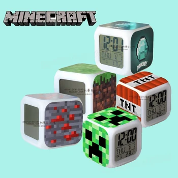 

Children Alarm Clock Minecrafts Luminous Clock Colorful Change Game Figure LED Alarm Clock Light Flash Model Kid Birthday Gift