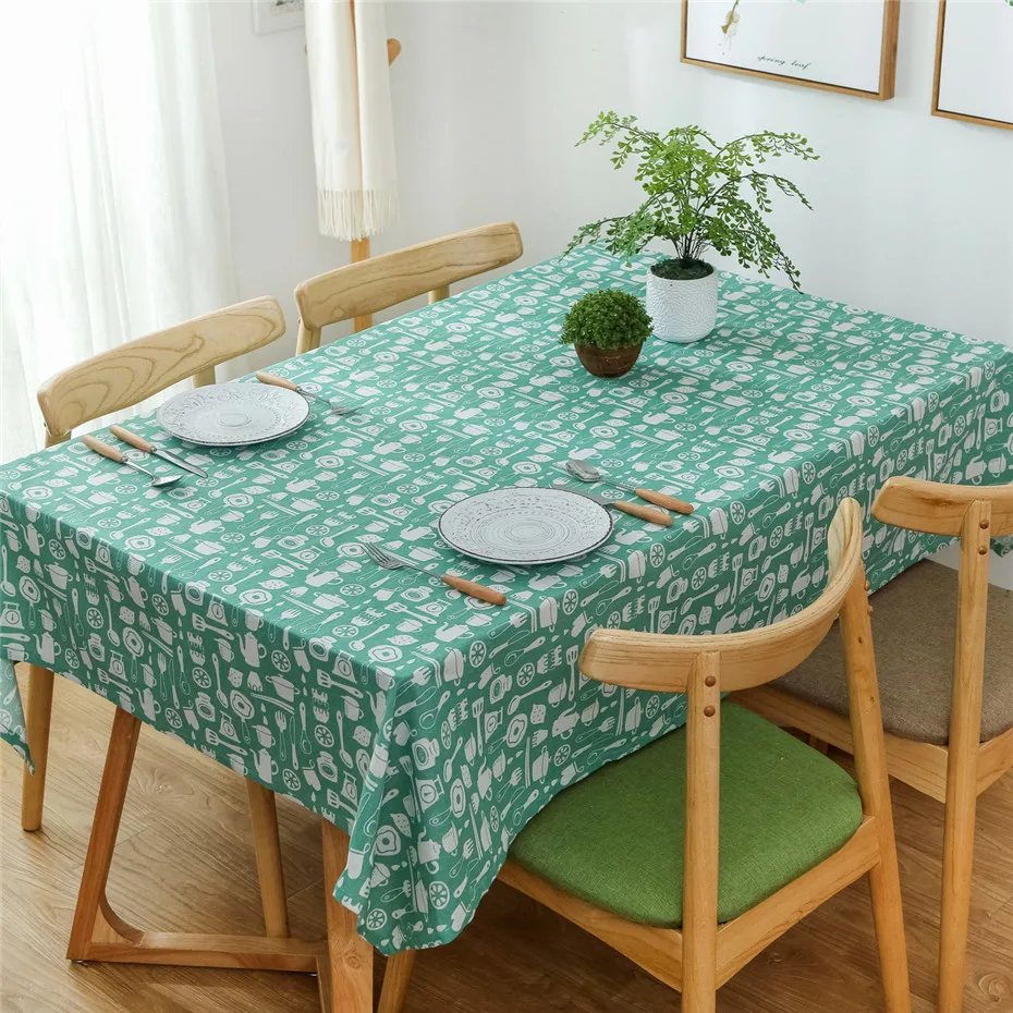 

Cotton Linen Table Cloth Rectangular Modern Simple Fresh Green Tablecloth Dinning Kitchen Table Cover Home Decor Desktop Cover
