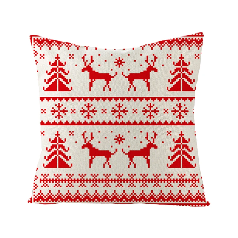 YIANSHU, Рождественская льняная наволочка для подушек, алфавит, мультяшный олень, чехол для подушки, для домашнего стула, дивана, декоративная квадратная наволочка, чехол s