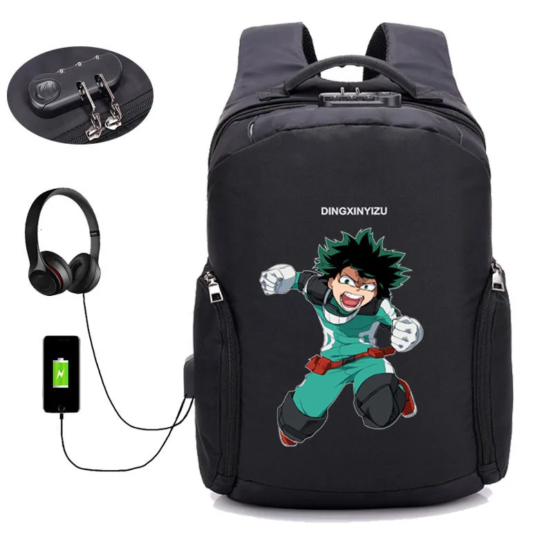 12 Рюкзак My Hero Academy, Аниме Boku no Hero Academy, противоугонная usb зарядка, дорожная сумка для ноутбука, школьный рюкзак, рюкзак для книг - Цвет: 12